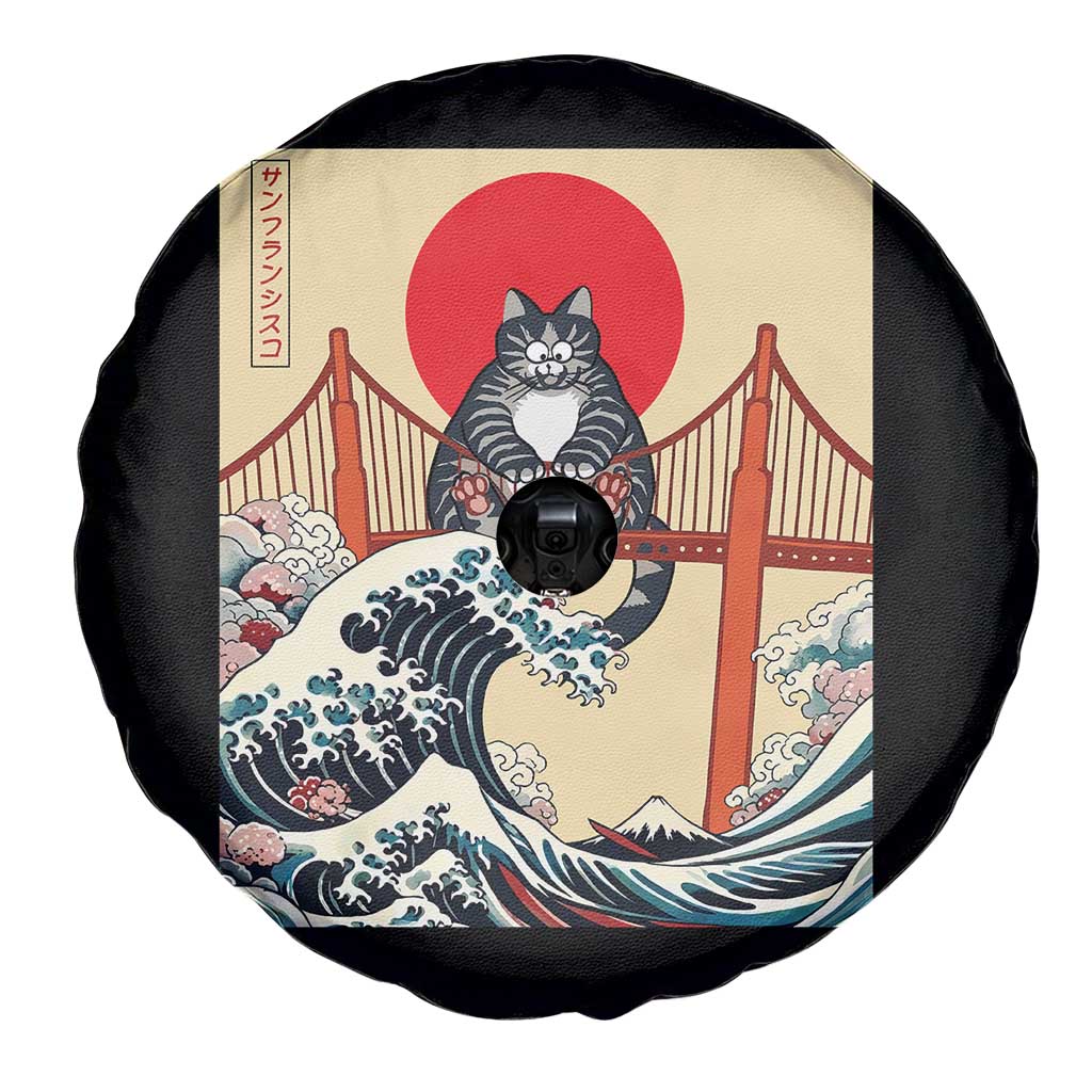 San Francisco Cat Spare Tire Cover Vintage Japanese Anime Kawaii Cat Sunset TS14 Print Your Wear