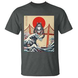 San Francisco Cat T Shirt Vintage Japanese Anime Kawaii Cat Sunset TS14 Dark Heather Print Your Wear