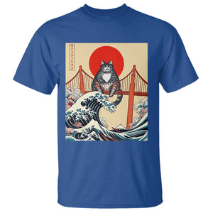 San Francisco Cat T Shirt Vintage Japanese Anime Kawaii Cat Sunset TS14 Royal Blue Print Your Wear