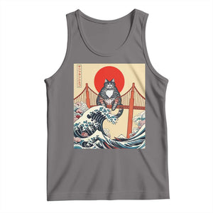San Francisco Cat Tank Top Vintage Japanese Anime Kawaii Cat Sunset TS14 Deep Heather Print Your Wear