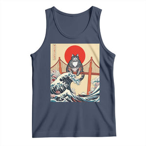 San Francisco Cat Tank Top Vintage Japanese Anime Kawaii Cat Sunset TS14 Navy Print Your Wear