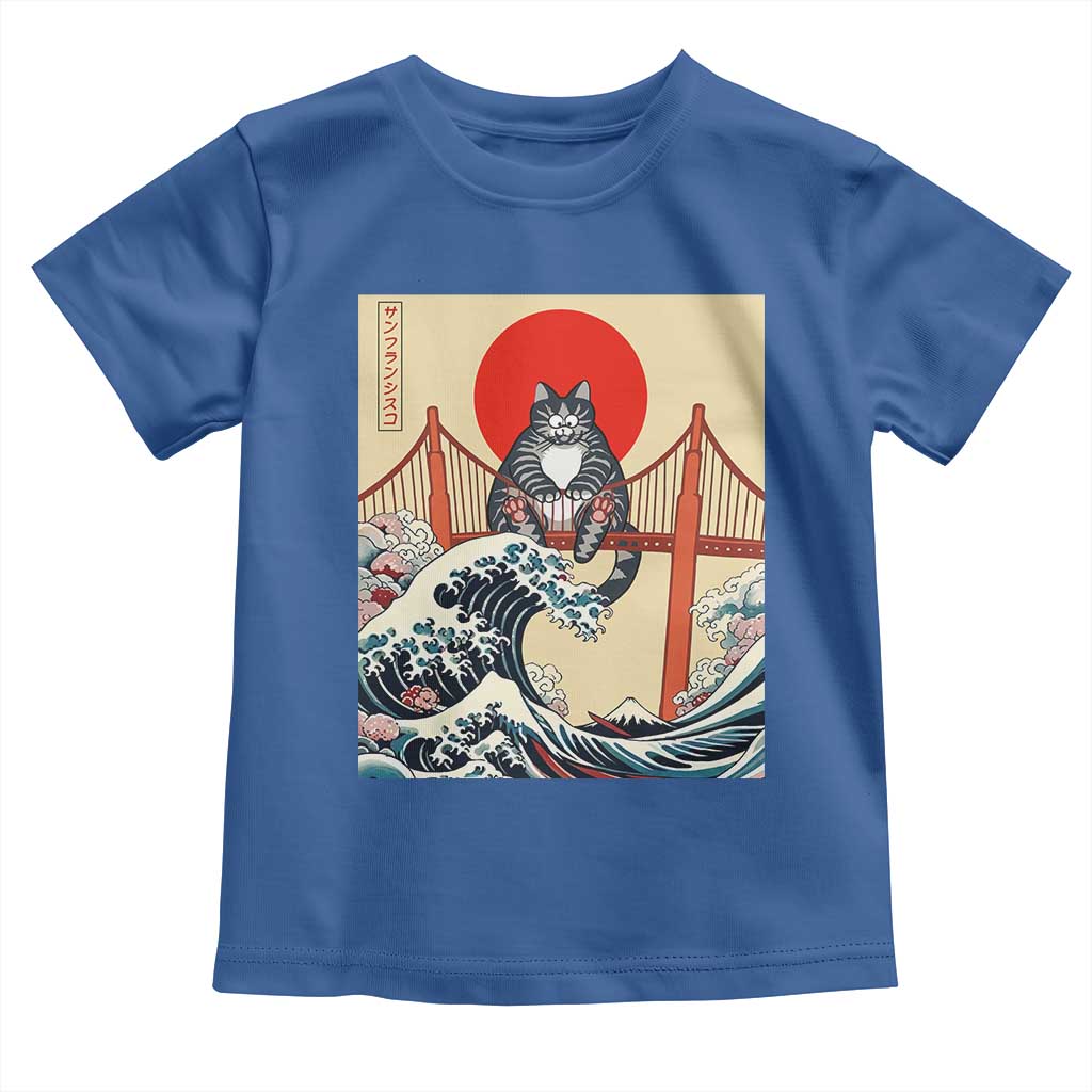 San Francisco Cat Toddler T Shirt Vintage Japanese Anime Kawaii Cat Sunset TS14 Royal Blue Print Your Wear