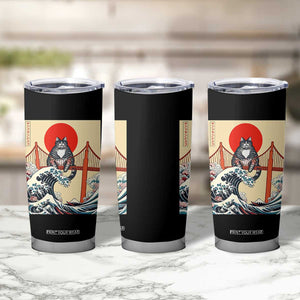San Francisco Cat Tumbler Cup Vintage Japanese Anime Kawaii Cat Sunset TS14 Print Your Wear
