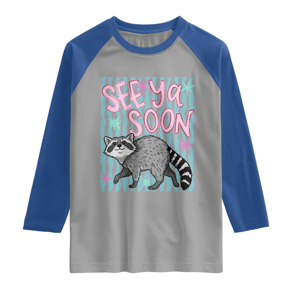 See Ya Soon Raccoon Raglan Shirt Funny Last Day of School TS14 Sport Gray Royal Print Your Wear