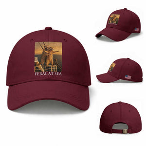 Vintage Feral At Sea Cruise Baseball Cap Funny Raccoon Parody Movie TS14 Baseball Cap Universal Fit Maroon Print Your Wear