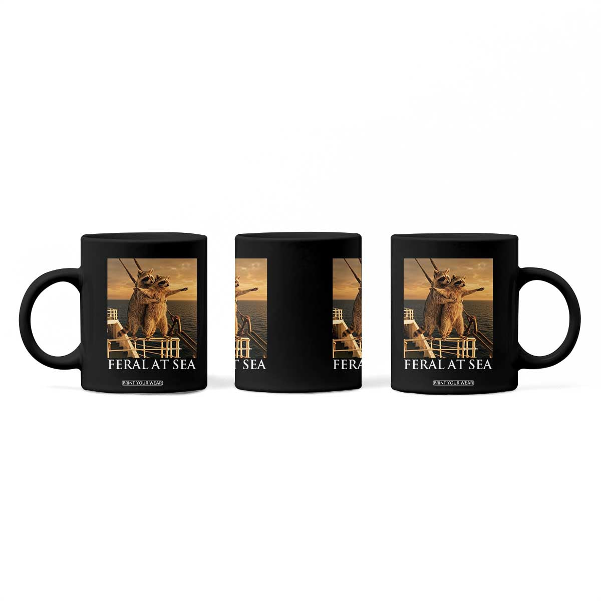 Vintage Feral At Sea Cruise Coffee Mug Funny Raccoon Parody Movie TS14 Print Your Wear