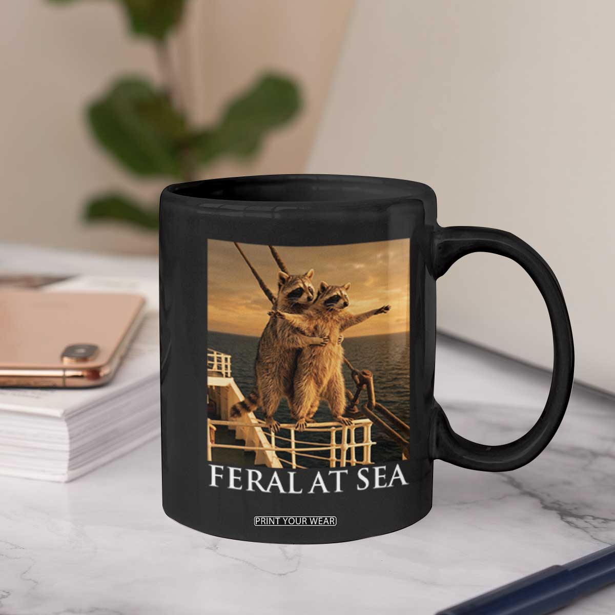 Vintage Feral At Sea Cruise Coffee Mug Funny Raccoon Parody Movie TS14 Print Your Wear