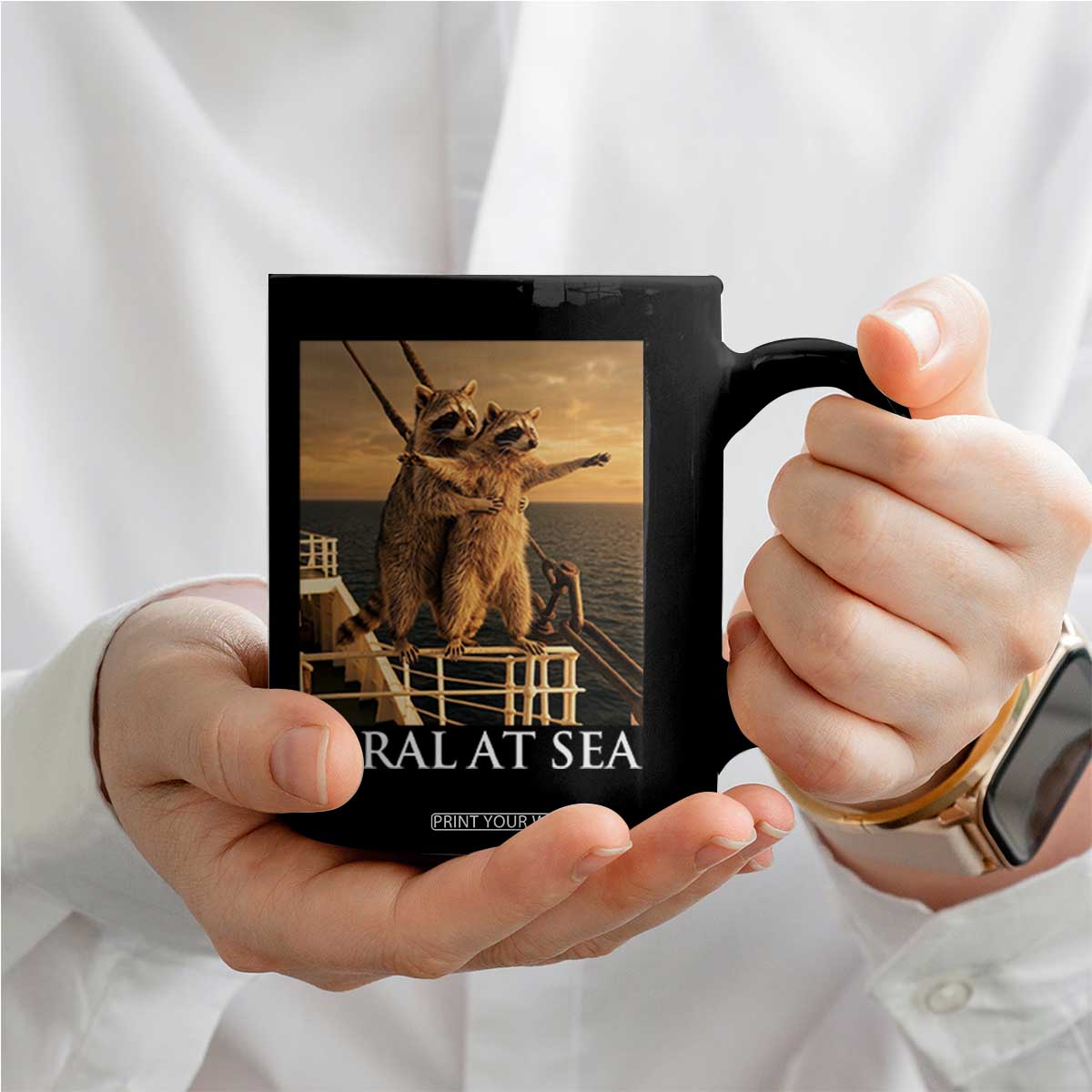 Vintage Feral At Sea Cruise Coffee Mug Funny Raccoon Parody Movie TS14 Print Your Wear