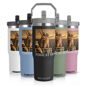 Vintage Feral At Sea Cruise Flip Straw Tumbler Funny Raccoon Parody Movie TS14 Print Your Wear