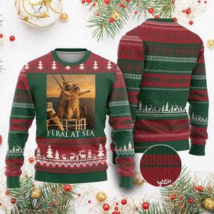 Vintage Feral At Sea Cruise Ugly Christmas Sweater Funny Raccoon Parody Movie TS14 Red Green Print Your Wear