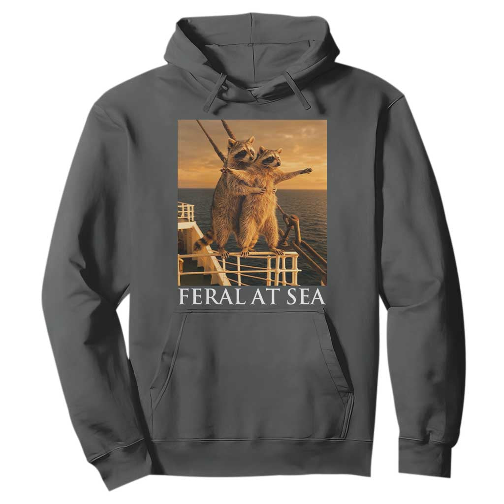 Vintage Feral At Sea Cruise Hoodie Funny Raccoon Parody Movie TS14 Dark Heather Print Your Wear