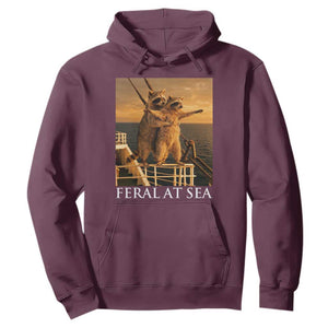 Vintage Feral At Sea Cruise Hoodie Funny Raccoon Parody Movie TS14 Maroon Print Your Wear