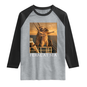 Vintage Feral At Sea Cruise Raglan Shirt Funny Raccoon Parody Movie TS14 Heather Gray Black Print Your Wear