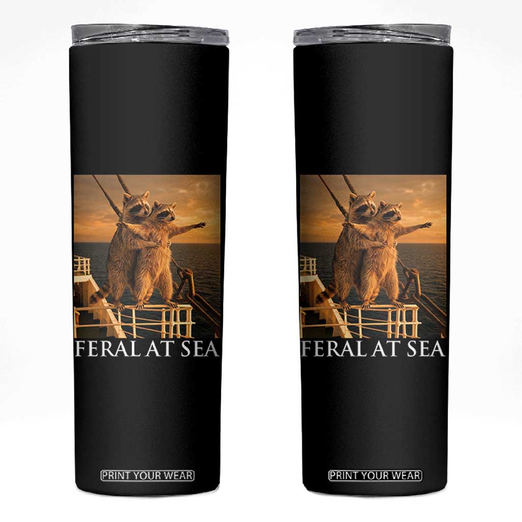 Vintage Feral At Sea Cruise Skinny Tumbler Funny Raccoon Parody Movie TS14 Black Print Your Wear