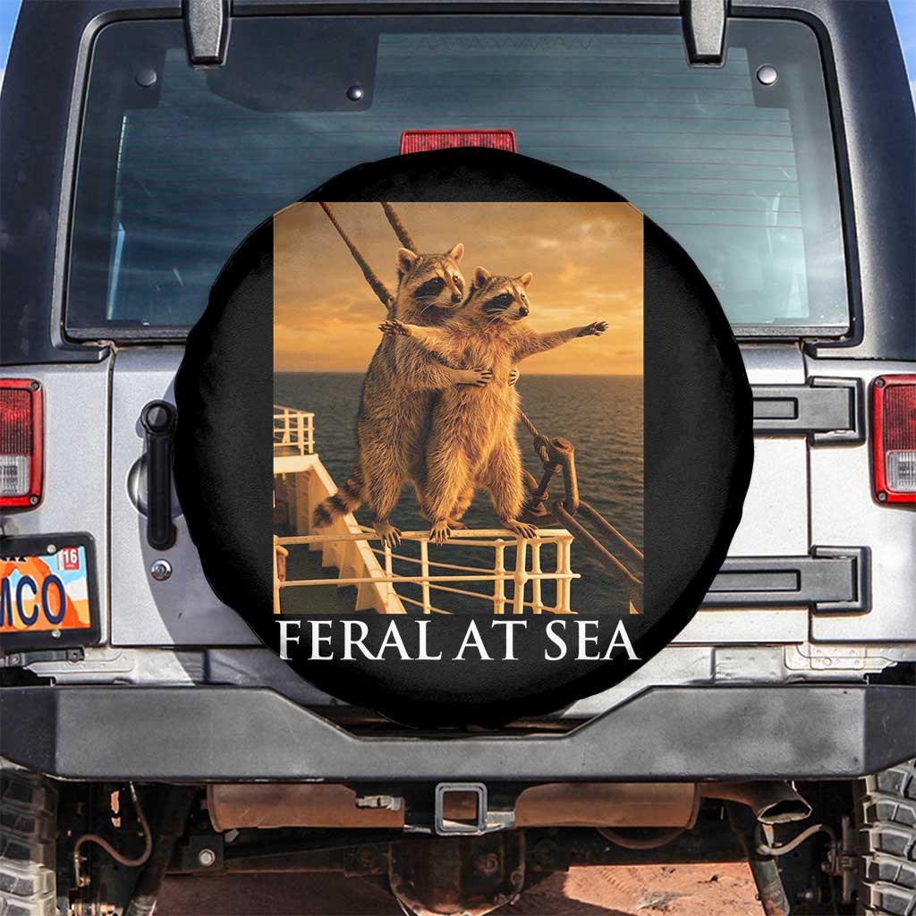 Vintage Feral At Sea Cruise Spare Tire Cover Funny Raccoon Parody Movie TS14 No hole Black Print Your Wear