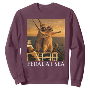 Vintage Feral At Sea Cruise Sweatshirt Funny Raccoon Parody Movie TS14 Maroon Print Your Wear