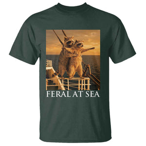 Vintage Feral At Sea Cruise T Shirt Funny Raccoon Parody Movie TS14 Dark Forest Green Print Your Wear