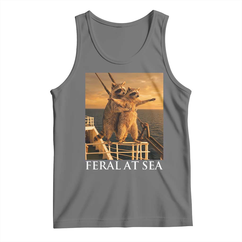 Vintage Feral At Sea Cruise Tank Top Funny Raccoon Parody Movie TS14 Black Heather Print Your Wear