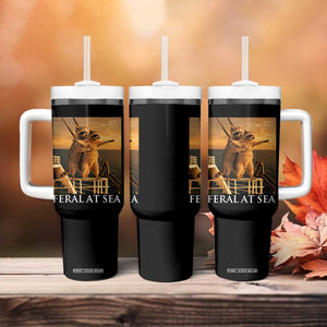 Vintage Feral At Sea Cruise Tumbler With Handle Funny Raccoon Parody Movie TS14 Print Your Wear