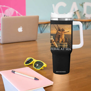 Vintage Feral At Sea Cruise Tumbler With Handle Funny Raccoon Parody Movie TS14 Print Your Wear