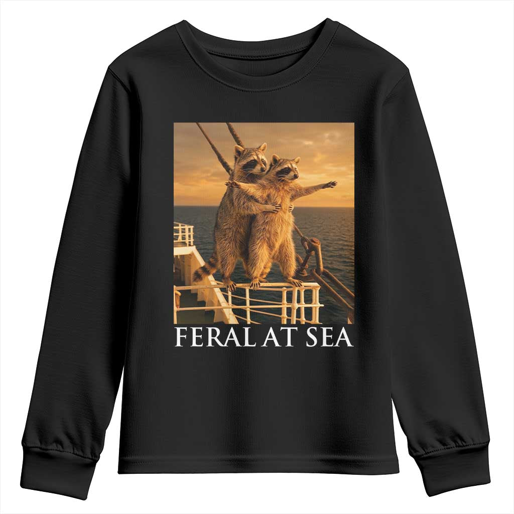 Vintage Feral At Sea Cruise Youth Sweatshirt Funny Raccoon Parody Movie TS14 Black Print Your Wear