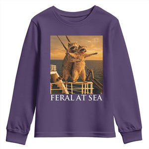 Vintage Feral At Sea Cruise Youth Sweatshirt Funny Raccoon Parody Movie TS14 Purple Print Your Wear