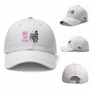 See Ya Soon Raccoon Baseball Cap Funny Last Day Of School TS14 Baseball Cap Universal Fit White Print Your Wear