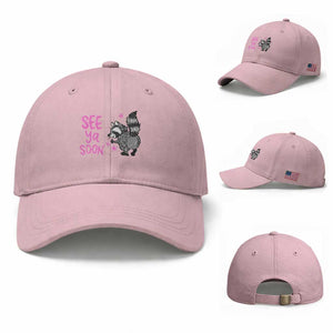 See Ya Soon Raccoon Baseball Cap Funny Last Day Of School TS14 Baseball Cap Universal Fit Light Pink Print Your Wear