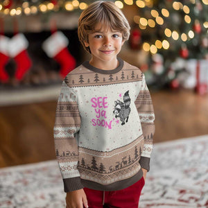 See Ya Soon Raccoon Ugly Christmas Sweater Funny Last Day Of School TS14 Mocha Mousse Print Your Wear