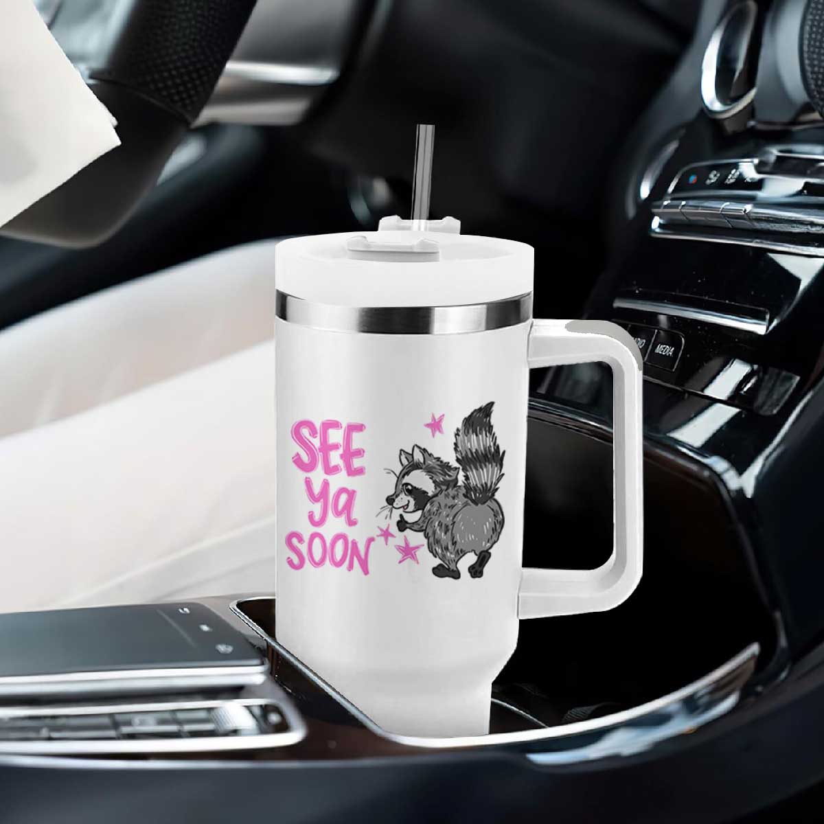 See Ya Soon Raccoon Tumbler With Handle Funny Last Day Of School TS14 Print Your Wear