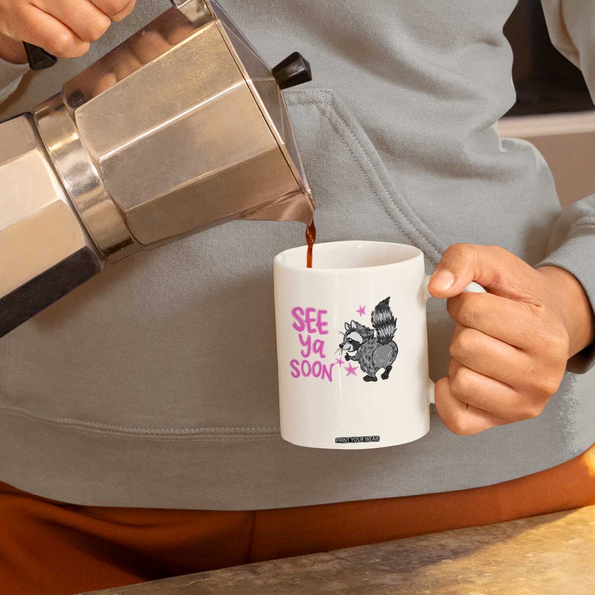 See Ya Soon Raccoon Coffee Mug Funny Last Day Of School TS14 Print Your Wear