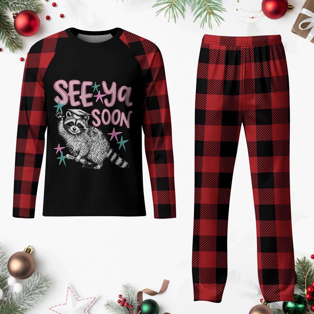 Funny Raccoon Graduation Plaid Pajama Set Senior Grad 2026 See Ya Soon TS14 Buffalo Plaid Print Your Wear