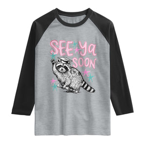 Funny Raccoon Graduation Raglan Shirt Senior Grad 2026 See Ya Soon TS14 Heather Gray Black Print Your Wear