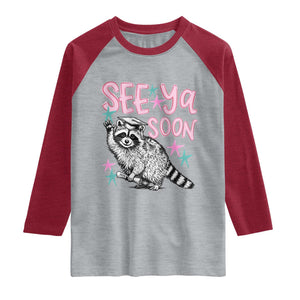 Funny Raccoon Graduation Raglan Shirt Senior Grad 2026 See Ya Soon TS14 Heather Gray Heather Red Print Your Wear