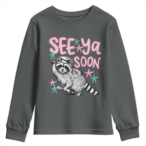 Funny Raccoon Graduation Youth Sweatshirt Senior Grad 2026 See Ya Soon TS14 Dark Heather Print Your Wear