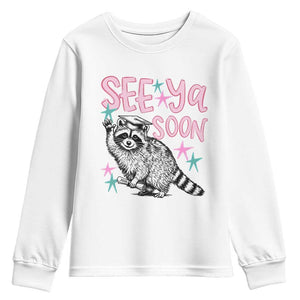 Funny Raccoon Graduation Youth Sweatshirt Senior Grad 2026 See Ya Soon TS14 White Print Your Wear