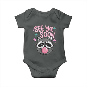 See Ya Soon Baby Onesie Funny Raccoon Summer Last Day Of School TS14 Dark Heather Print Your Wear