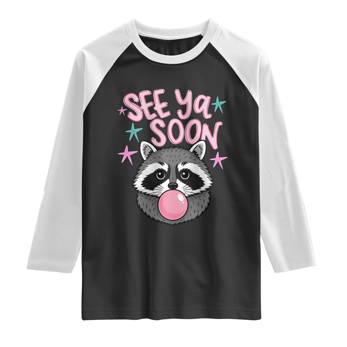 See Ya Soon Raglan Shirt Funny Raccoon Summer Last Day Of School TS14 Black White Print Your Wear