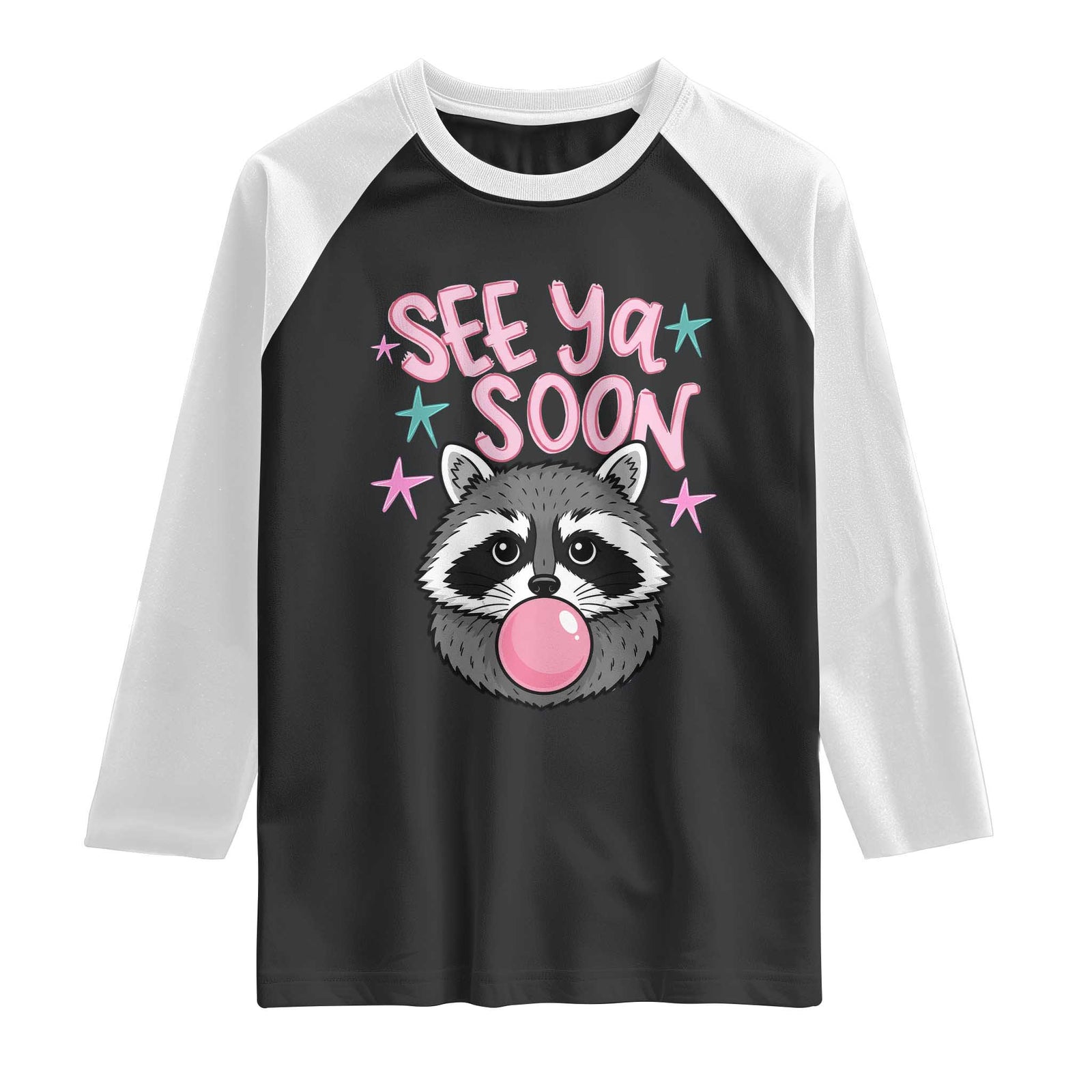 See Ya Soon Raglan Shirt Funny Raccoon Summer Last Day Of School TS14 Black White Print Your Wear