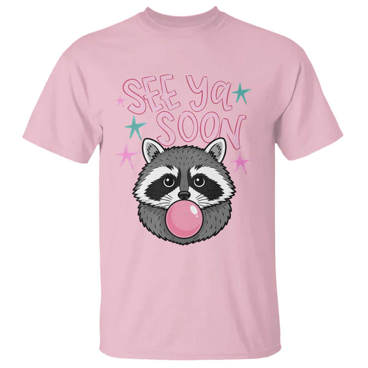 See Ya Soon T Shirt Funny Raccoon Summer Last Day Of School TS14 Light Pink Print Your Wear