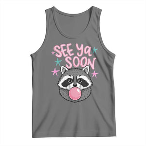See Ya Soon Tank Top Funny Raccoon Summer Last Day Of School TS14 Black Heather Print Your Wear