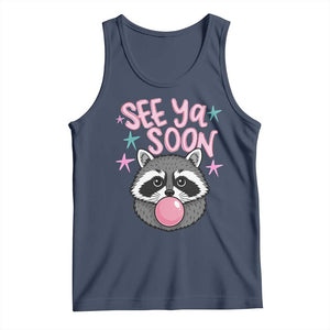 See Ya Soon Tank Top Funny Raccoon Summer Last Day Of School TS14 Navy Print Your Wear