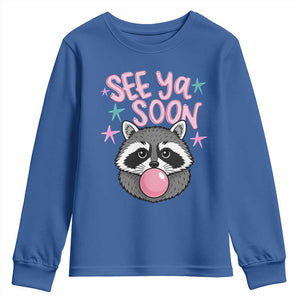 See Ya Soon Youth Sweatshirt Funny Raccoon Summer Last Day Of School TS14 Royal Blue Print Your Wear