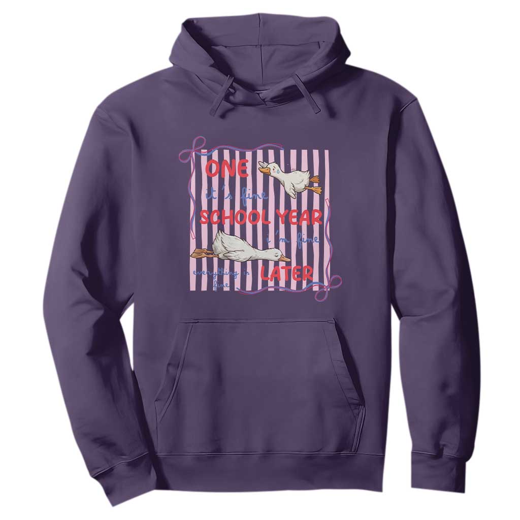 Striped One School Year Later Hoodie Funny Goose Teacher Summer TS14 Purple Print Your Wear