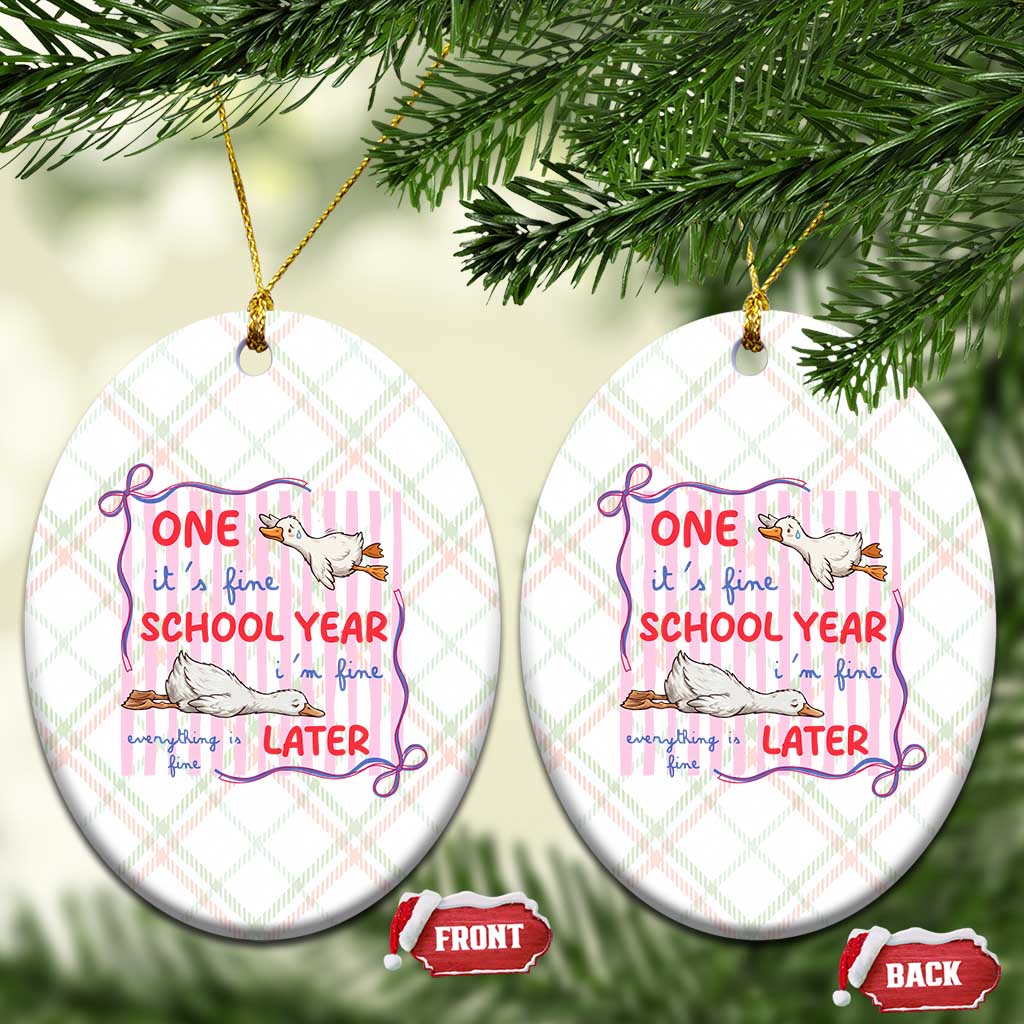 Striped One School Year Later Ceramic Ornament Funny Goose Teacher Summer TS14 Print Your Wear