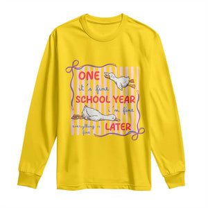 Striped One School Year Later Long Sleeve Shirt Funny Goose Teacher Summer TS14 Daisy Print Your Wear