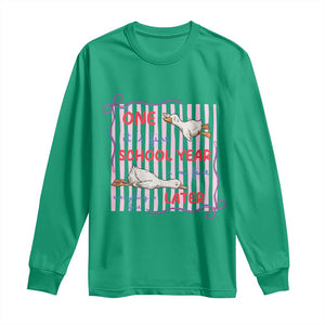 Striped One School Year Later Long Sleeve Shirt Funny Goose Teacher Summer TS14 Irish Green Print Your Wear