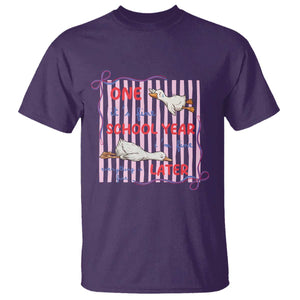 Striped One School Year Later T Shirt Funny Goose Teacher Summer TS14 Purple Print Your Wear
