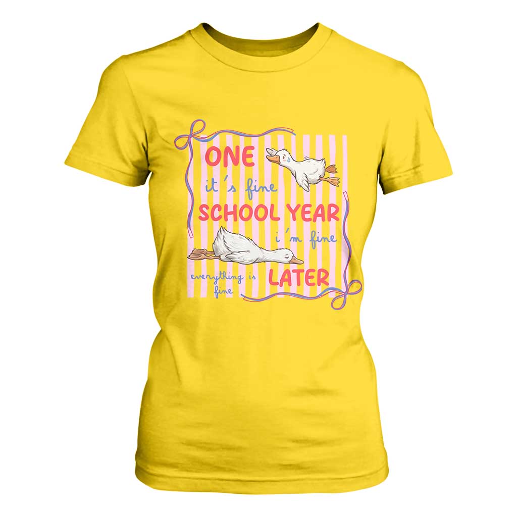 Striped One School Year Later T Shirt For Women Funny Goose Teacher Summer TS14 Daisy Print Your Wear