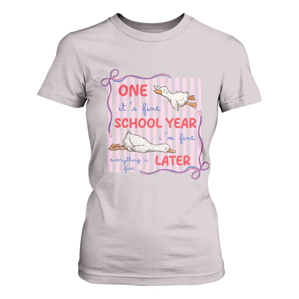 Striped One School Year Later T Shirt For Women Funny Goose Teacher Summer TS14 Ice Gray Print Your Wear